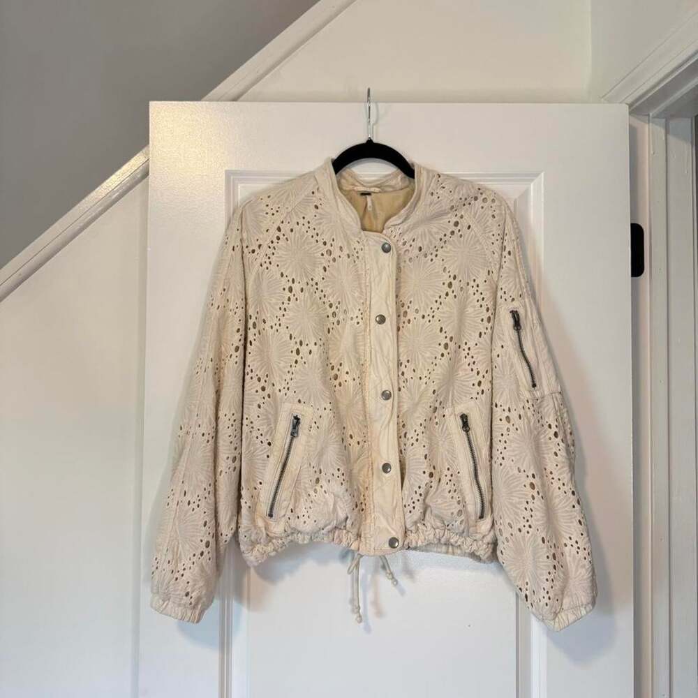 Free People Women's Cream and White Jacket
